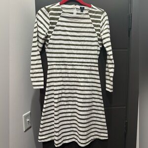 J. Crew white & olive long sleeve fit & flare dress size S